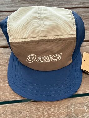 Asics Navy, Khaki and Cream 5 Panel Running Cap OSFA NWT